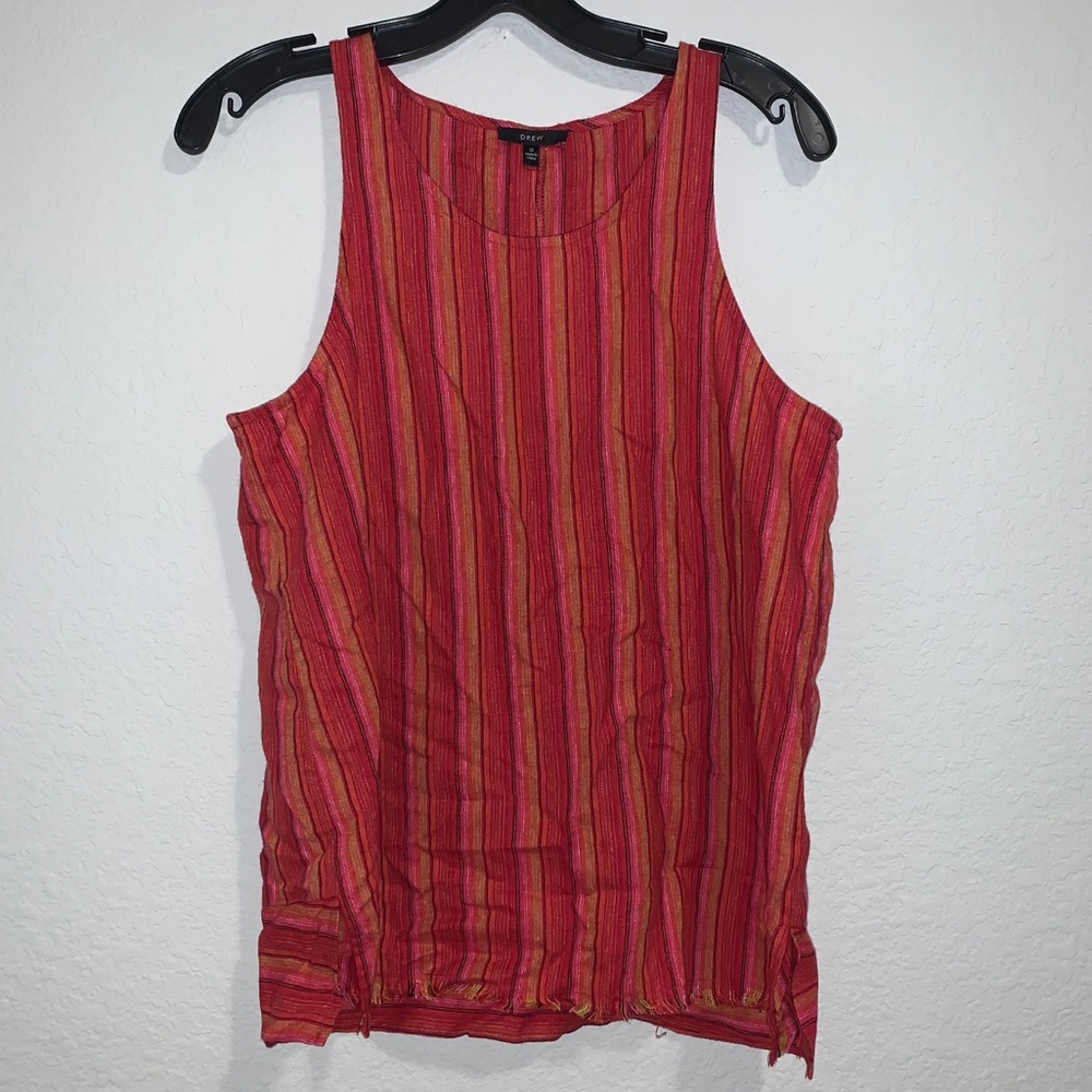 DREW Anthropologie  linen boho stripe Top NWT